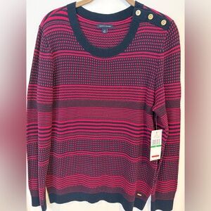 Tommy Hilfiger Pink and Black Crew Neck Sweater